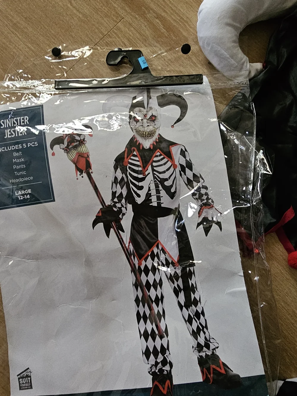 Sinister Jester Kids Costume - Black, White & Red